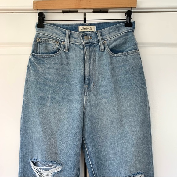 Madewell The Mom Jean High Rise Straight Leg 90s Distressed Light Wash Size 24 - Picture 4 of 11